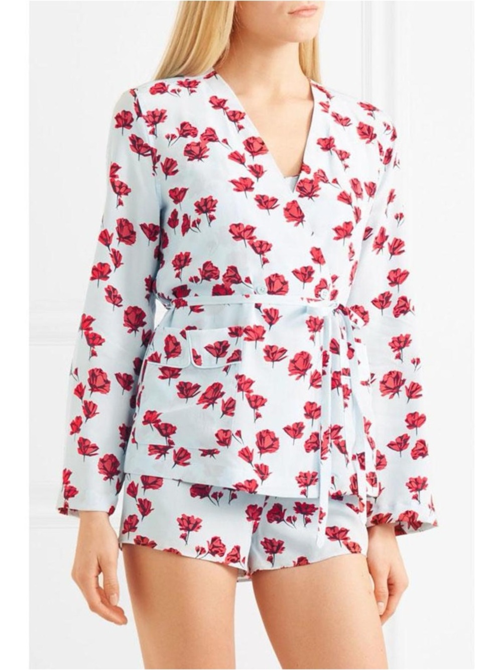 Equipment NWT Mercer Robe in Cool Breeze 100% Silk Floral Wrap Style Jacket XS